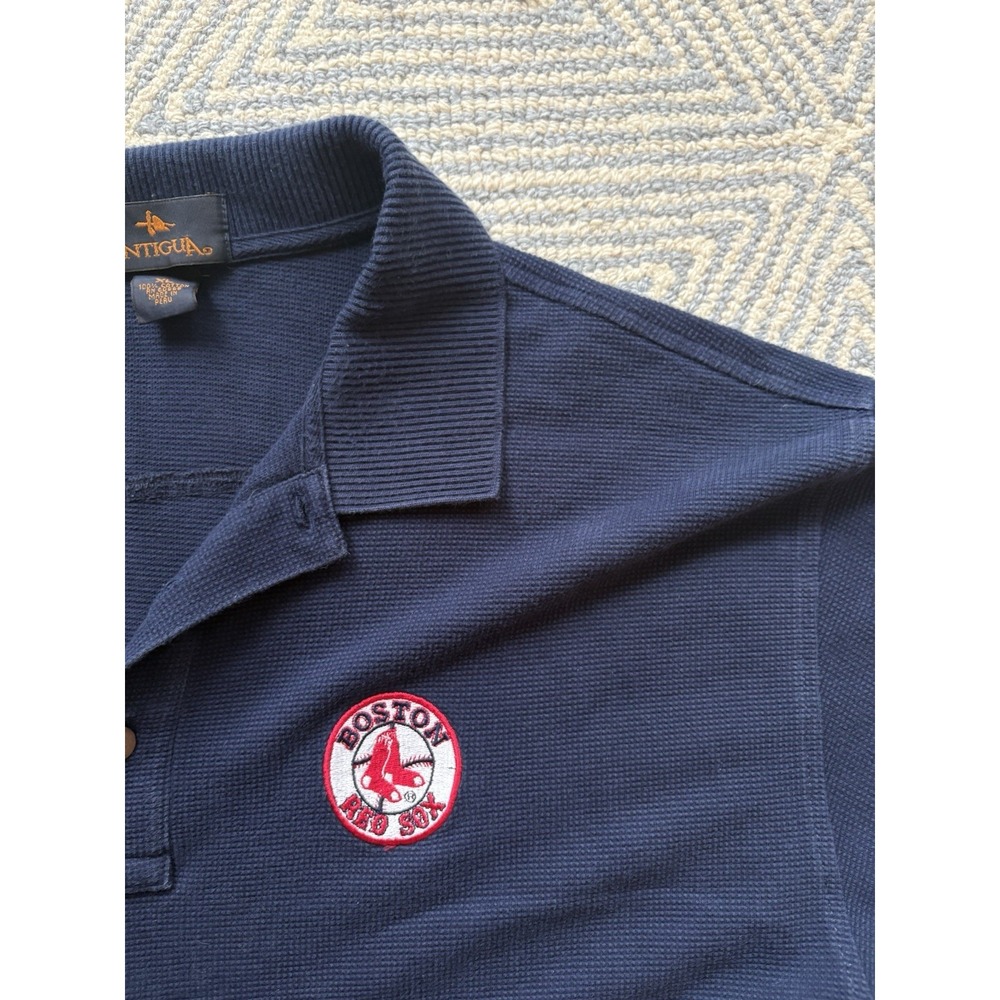 Antigua Boston Red Sox Waffle Pattern Polo Shirt - Blue - XL - Picture 3 of 5